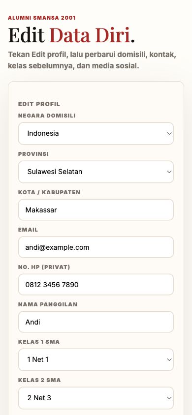 Screenshot mobile form edit profil alumni